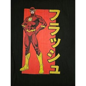Flash Kanji Black T-shirt Mens Size XL Warner Bros Super Hero